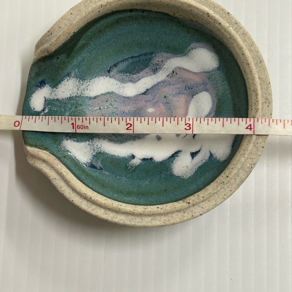 Colby Studio Pottery Spoon Rest Trinket Dish Artist Signed Set of 2 - Picture 5 of 11
